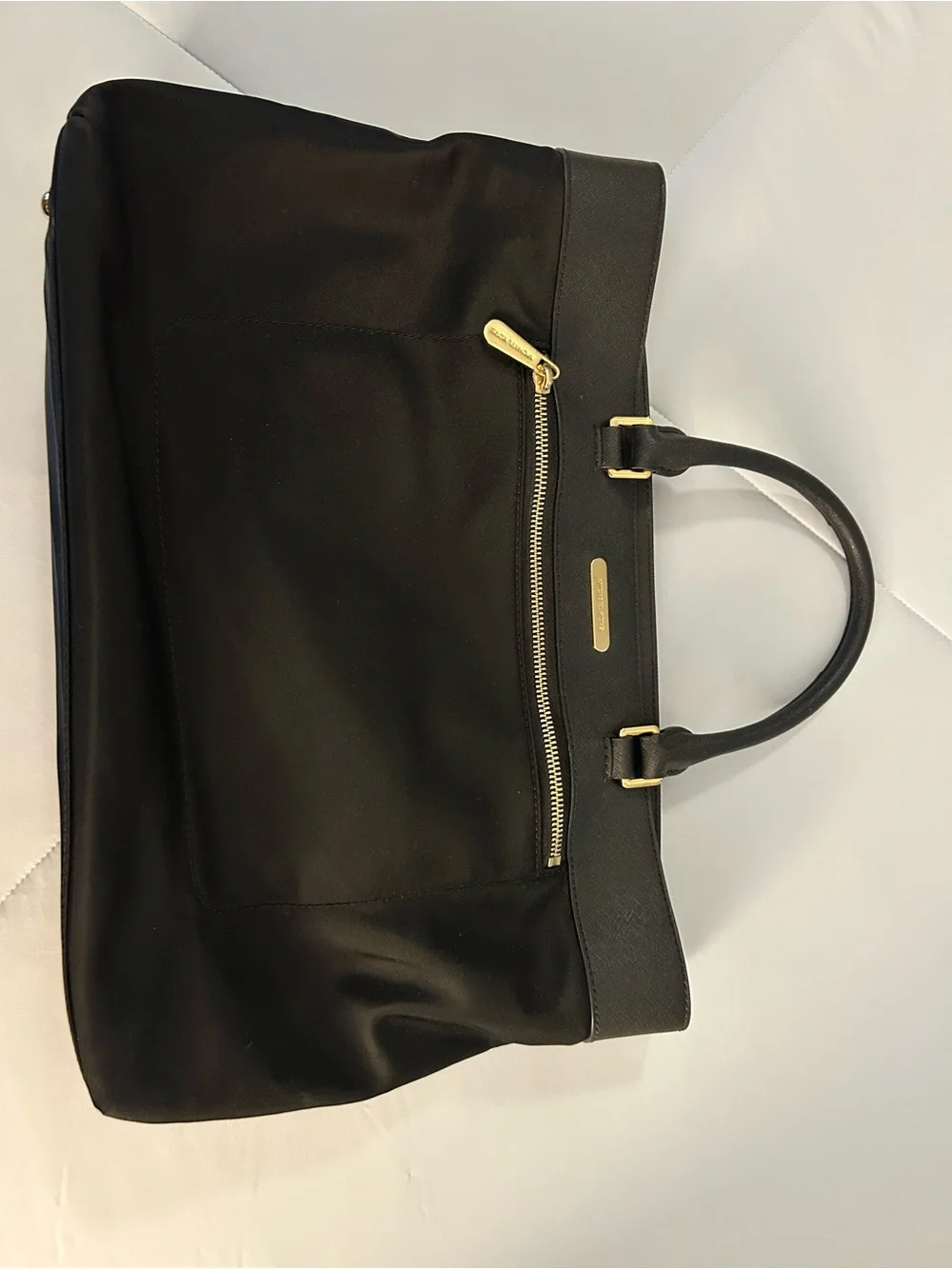 MICHAEL KORS Black Colgate Large East/West Laptop nylon and leather Tote EUC